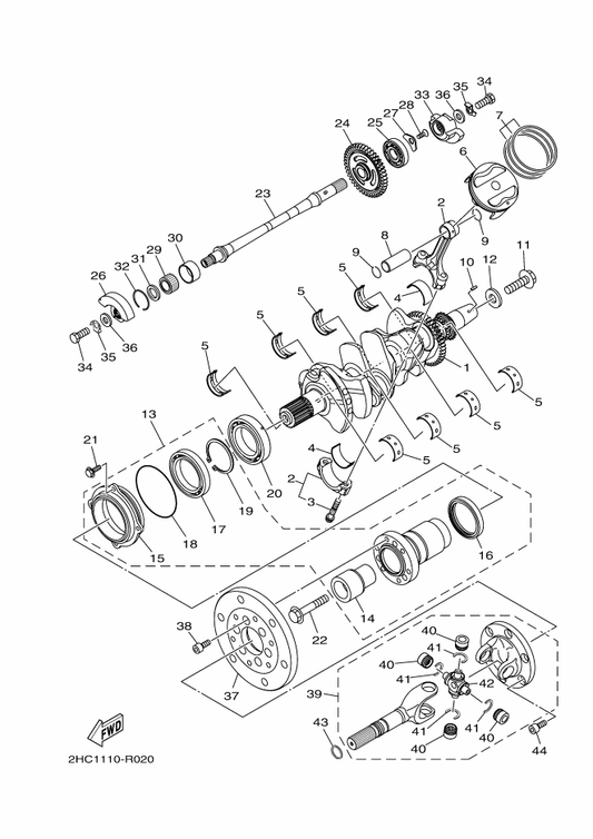 Yamaha 5PX-11654-00 . Bolt, Connecting Rod — shown on the Crankshaft & Piston parts diagram