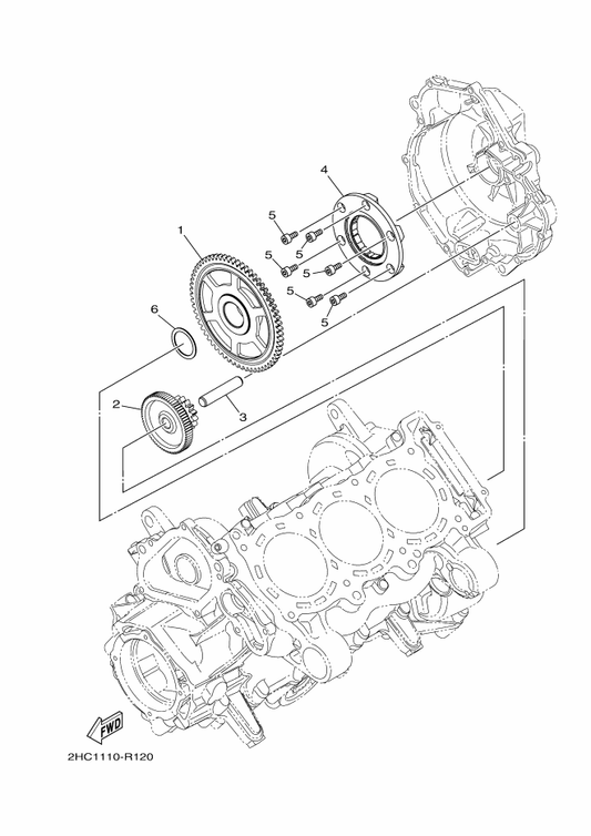 Yamaha BDW-15515-00 Gear 3 — shown on the Starter Clutch parts diagram