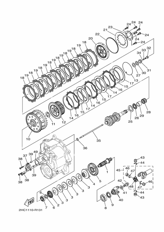 Yamaha 1D7-16154-00 Plate, Thrust 1 — shown on the Clutch parts diagram