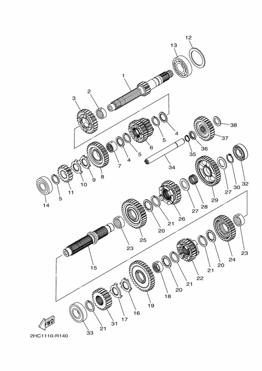 Yamaha B57-17251-00 Gear, 5Th Wheel (25T) — shown on the Transmission parts diagram