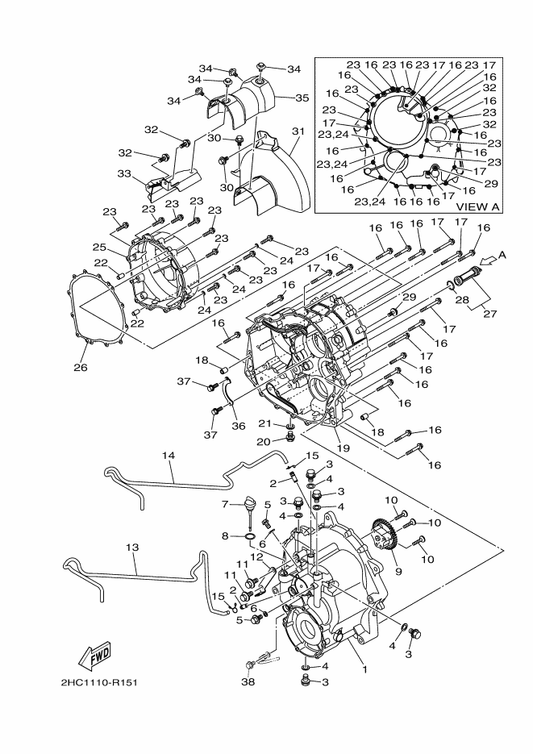 Yamaha 2HC-15415-00 Cover, 1 — shown on the Transfer parts diagram