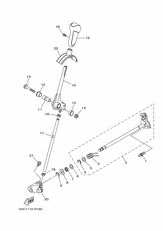 Yamaha 2HC-18190-01 Lever Comp. 1 — shown on the Shift Shaft parts diagram