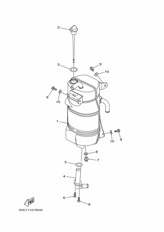 Yamaha 8GL-13406-00 Oil Pipe Comp. 2 — shown on the Oil Tank parts diagram
