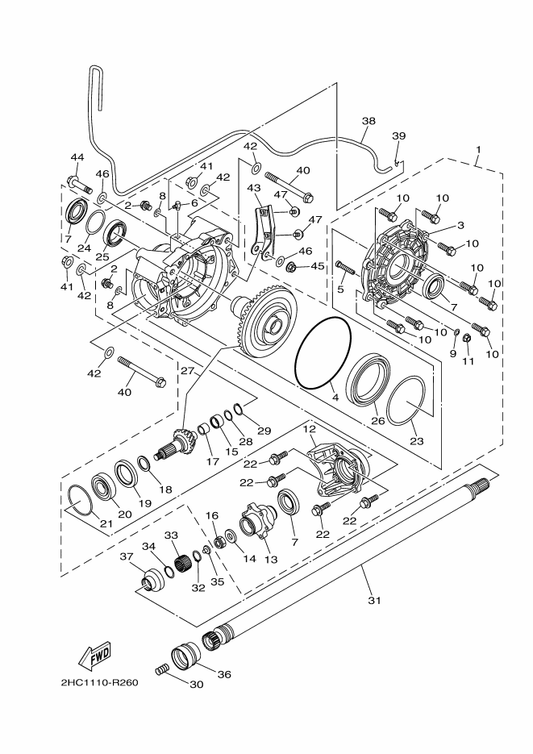 Yamaha 2HC-46126-00 Coupling — shown on the Drive Shaft parts diagram