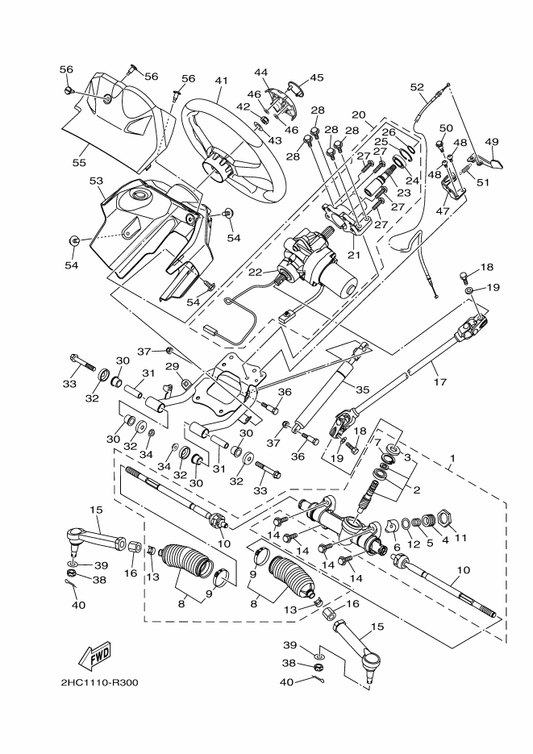 Yamaha 2HC-F3870-00 Steering Gate Comp. — shown on the Steering parts diagram