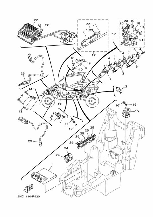 Yamaha 2HC-82590-00 Wire Harness Assy — shown on the Electrical 1 parts diagram