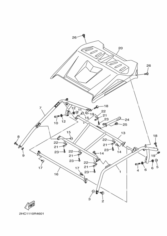 Yamaha 2HC-K831A-00 Support, Roof 3 — shown on the Guard 2 parts diagram