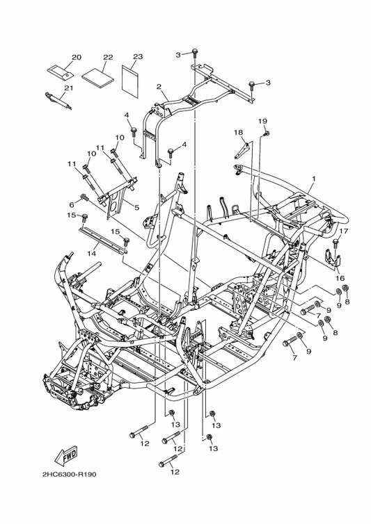 Yamaha 2HC-F111B-00 Frame Sub Comp. — shown on the Frame parts diagram