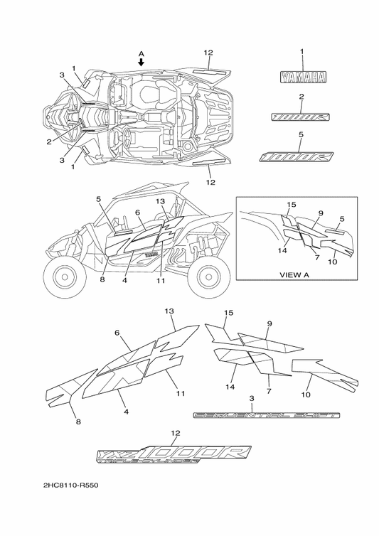 Yamaha 2HC-F1786-20 Emblem 6 — shown on the Graphics parts diagram