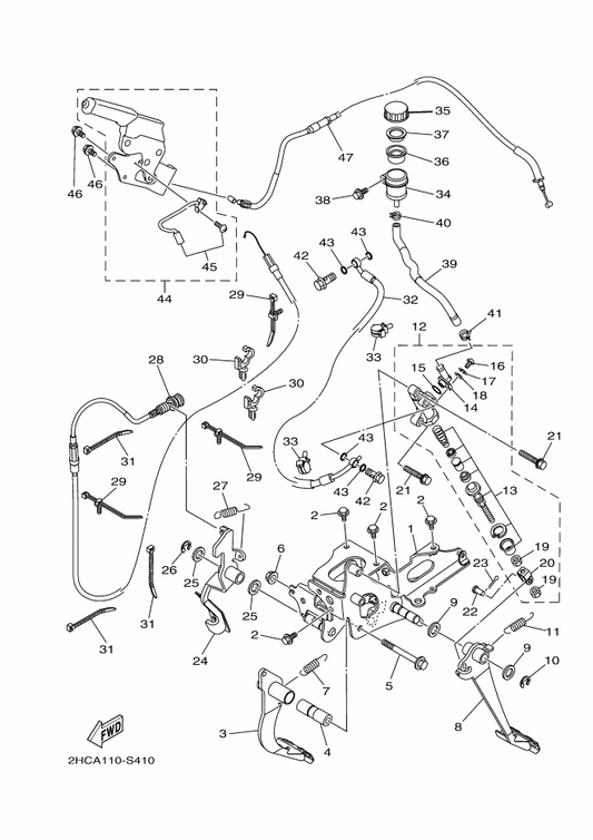 Yamaha 2HC-26341-01 Cable, Brake 1 — shown on the Pedal Wire parts diagram