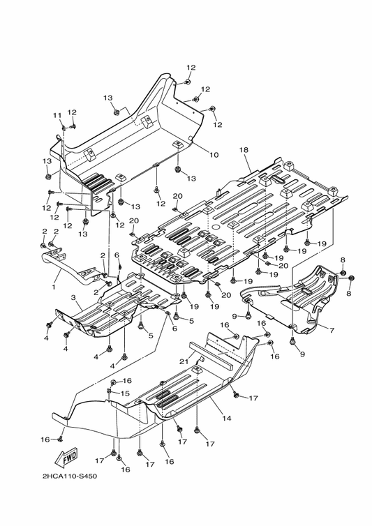 Yamaha 2HC-F2361-00 Guard 1 — shown on the Guard parts diagram