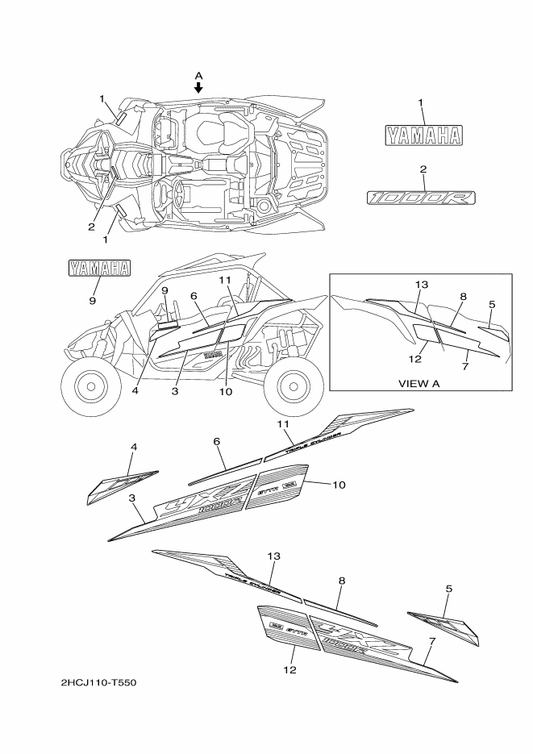 Yamaha 2HC-F1785-80 Emblem 5 — shown on the Graphics parts diagram