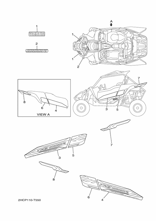 Yamaha 2HC-F1782-A0 Emblem 2 — shown on the Graphics parts diagram