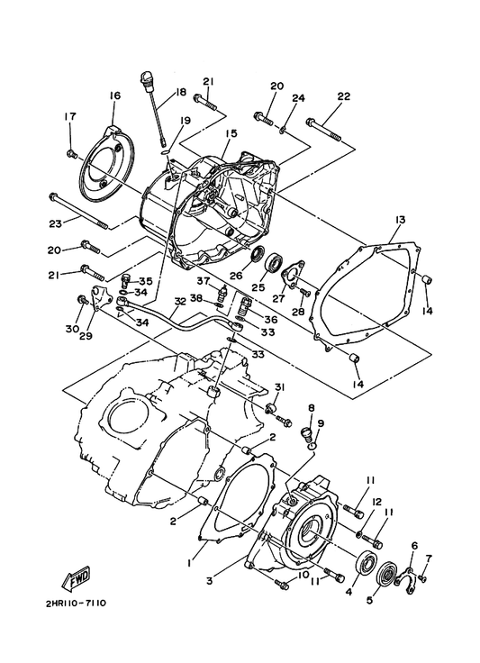 Yamaha 3GD-15451-00 Gasket, Crankcase Cover 1 — shown on the Crankcase Cover 1 parts diagram