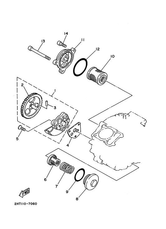 Yamaha 5H0-13440-09 Element Assy, Oil Cleaner — shown on the Oil Pump parts diagram