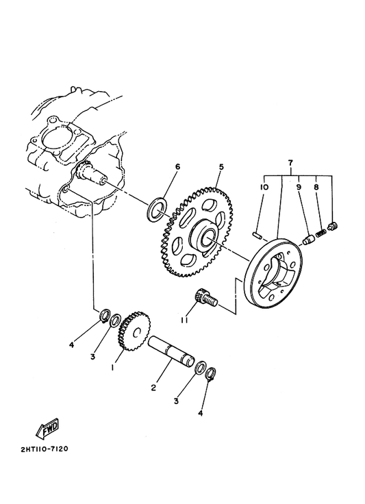 Yamaha 2HT-15512-00 Gear, Idler 1 — shown on the Starter Clutch parts diagram