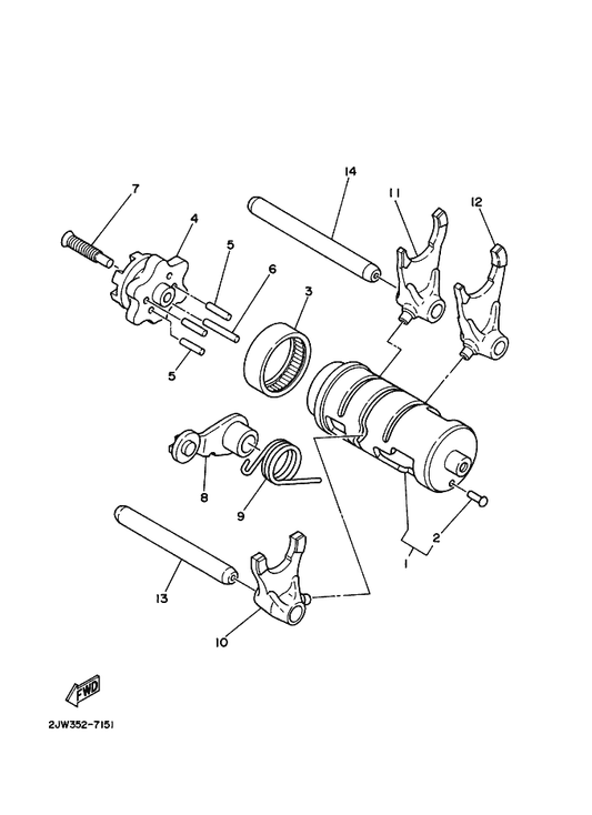 Yamaha 4JG-18513-00 Fork, Shift 3 — shown on the Shift Cam & Fork parts diagram