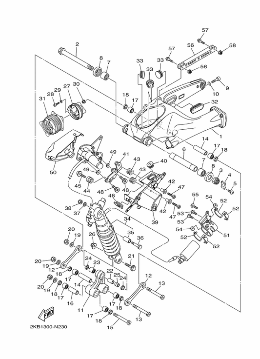 Yamaha 2KB-2171L-00 Mole, Side Cover 1 — shown on the Rear Arm & Suspension parts diagram