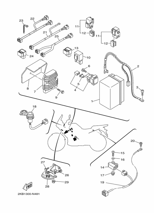 Yamaha 2BS-83371-00 Horn — shown on the Electrical 2 parts diagram
