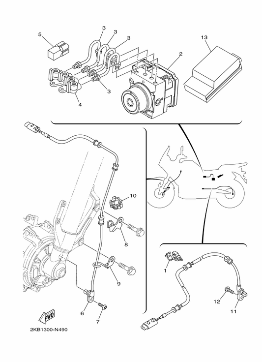 Yamaha 23P-85980-00 Wheel Sensor Assy, Rear — shown on the Electrical 3 parts diagram