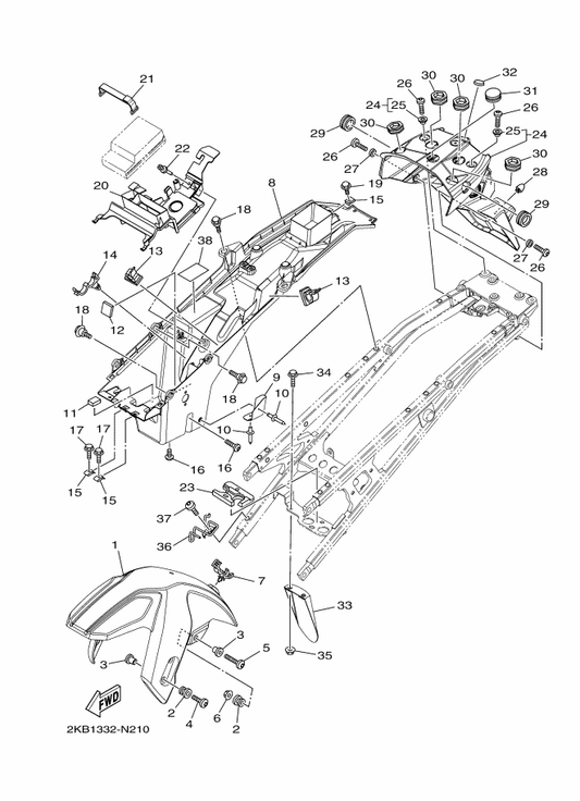 Yamaha 4XV-2341B-00 . Emblem — shown on the Fender parts diagram