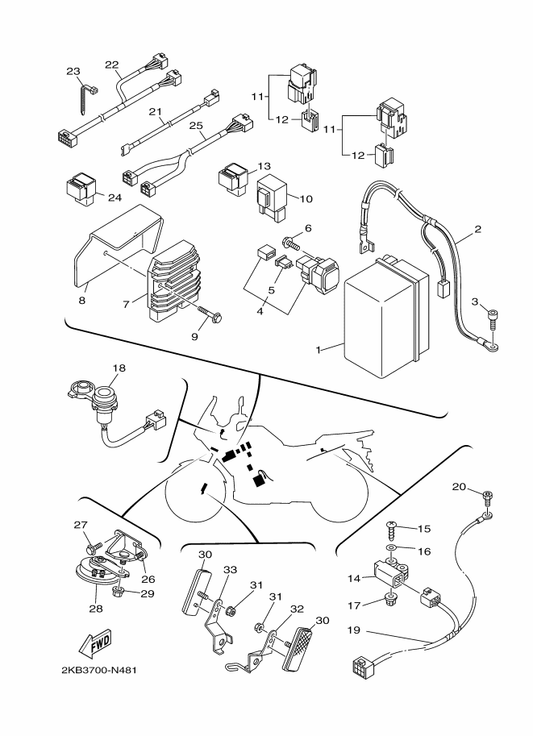 Yamaha 23P-85112-01 Bracket, Reflector 1 — shown on the Electrical 2 parts diagram