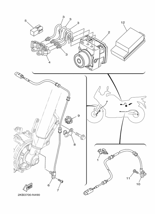 Yamaha BP9-85902-00 Suspension Control Unit Assy — shown on the Electrical 3 parts diagram
