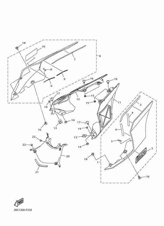 Yamaha 2CR-W2172-31-P3 Side Cover 2 — shown on the Side Cover parts diagram
