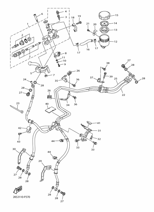 Yamaha 90467-12085 . Clip — shown on the Front Master Cylinder parts diagram