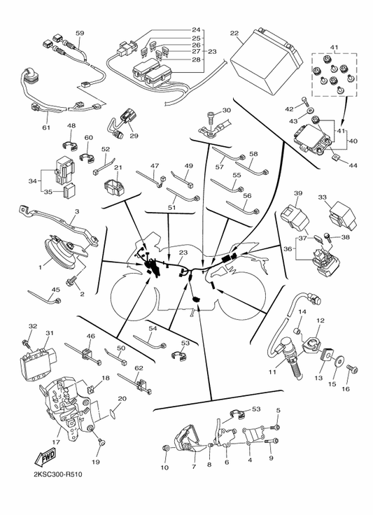 Yamaha 2KS-82590-00 Wire Harness Assy — shown on the Electrical 2 parts diagram