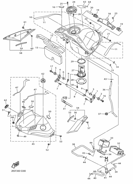 Yamaha 2CR-24316-00 Pipe 6 — shown on the Fuel Tank parts diagram