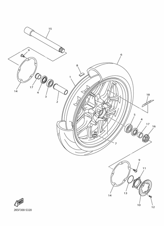 Yamaha 2CR-2539F-00 Plate 1 — shown on the Front Wheel parts diagram