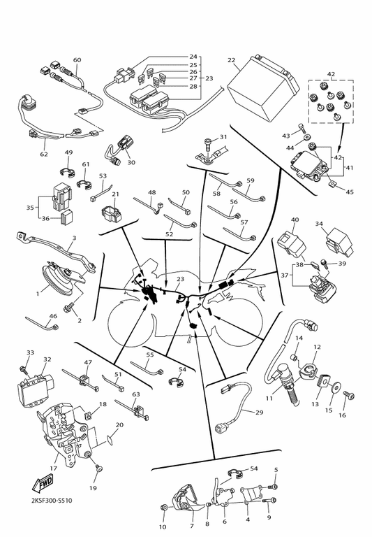 Yamaha 1RC-82309-01 Wire, Sub Lead — shown on the Electrical 2 parts diagram