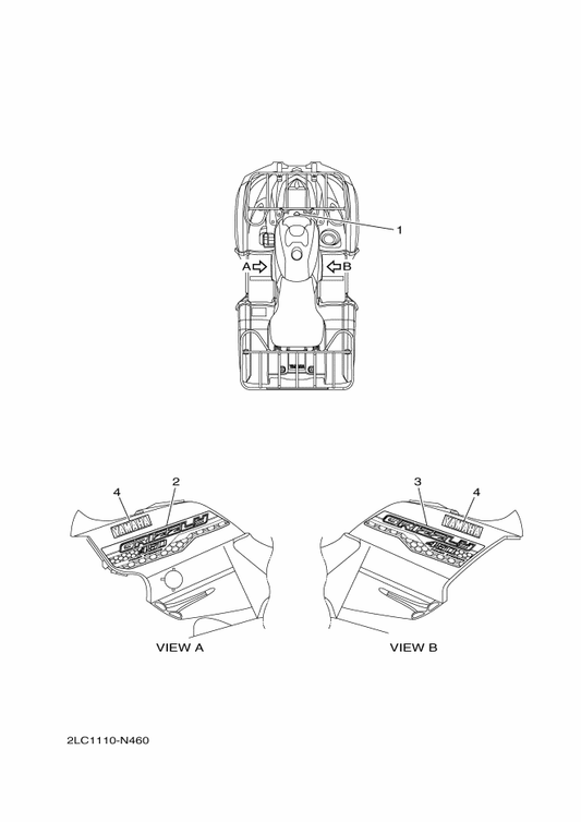Yamaha 5UG-F153A-30 Emblem, Yamaha — shown on the Graphics parts diagram