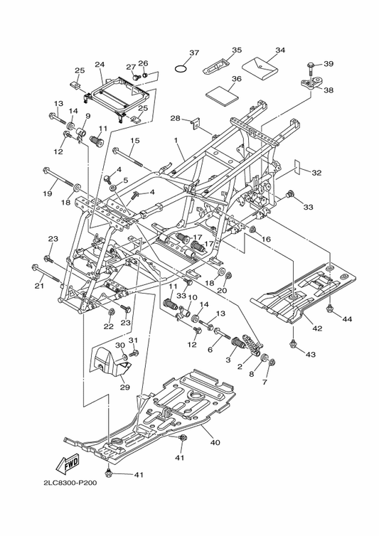 Yamaha 95812-10040 Bolt, Flange — shown on the Frame parts diagram