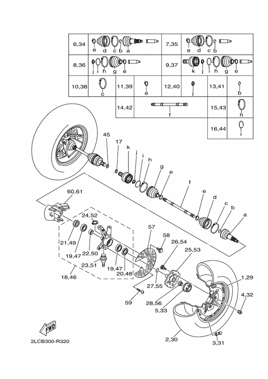 Yamaha 4S2-2511E-02 Shaft — shown on the Front Wheel parts diagram