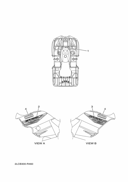 Yamaha 2LC-F1781-50 Emblem 1 — shown on the Graphics parts diagram