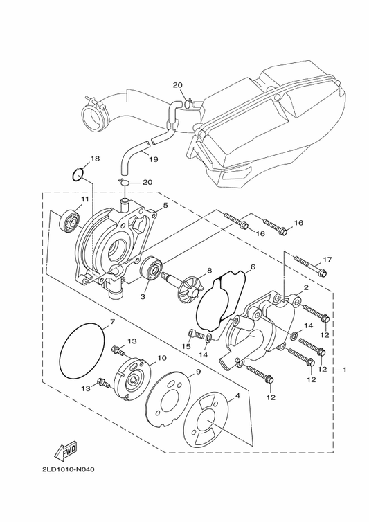 Yamaha 93103-10011 . Oil Seal — shown on the Water Pump parts diagram
