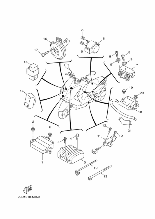 Yamaha 52S-H1960-00 Rectifier & Regulator Assy — shown on the Electrical 1 parts diagram