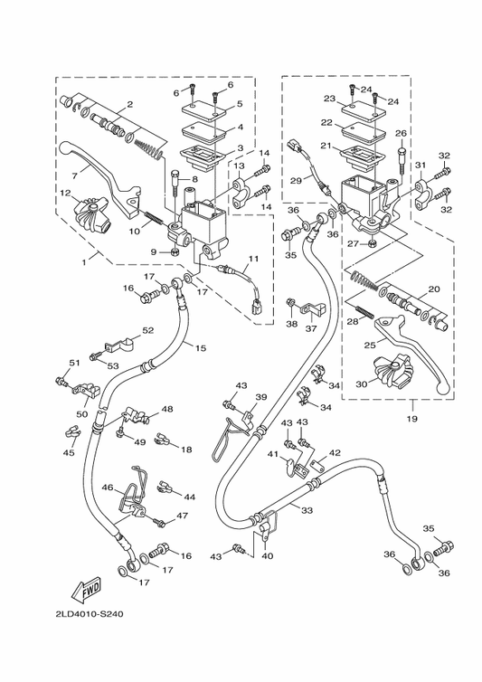 Yamaha 53B-F5854-00 . Diaphragm, Reservoir — shown on the Master Cylinder parts diagram