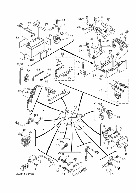 Yamaha 95812-06010 . Bolt, Flange — shown on the Electrical 1 parts diagram