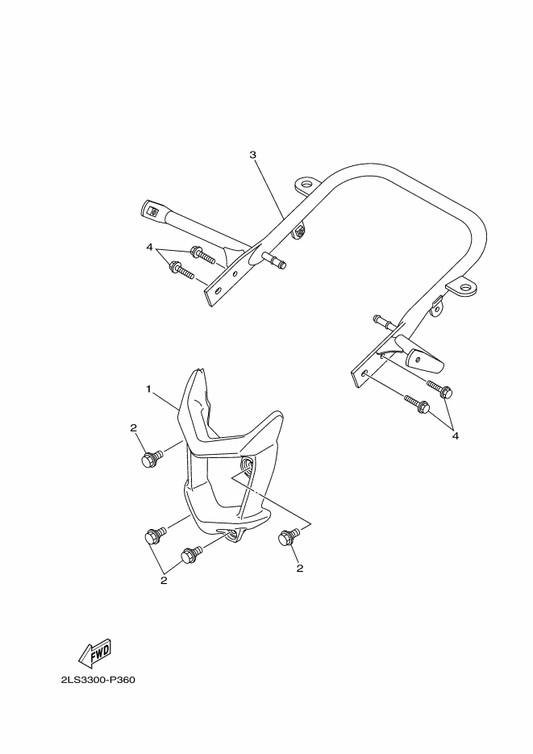Yamaha 1PE-F845R-20 Bar, Carry Rear — shown on the Guard parts diagram