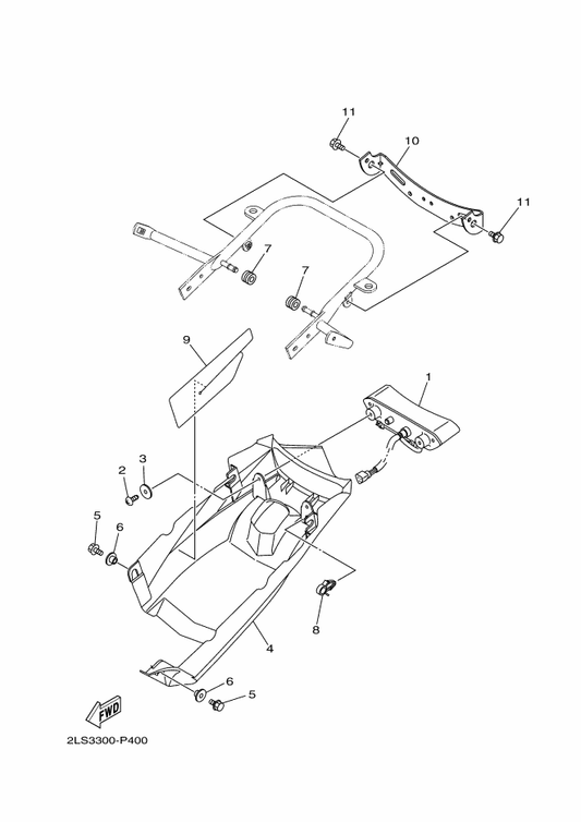 Yamaha 1PE-H4703-01 Bracket — shown on the Taillight parts diagram