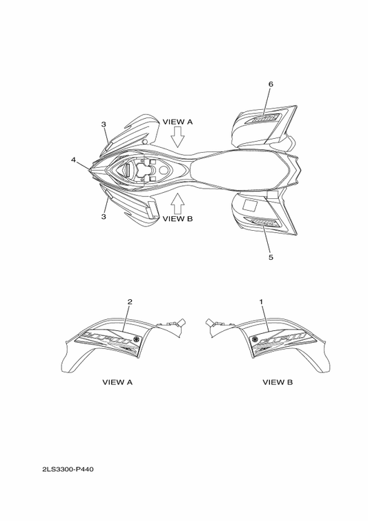 Yamaha 2LS-F1571-10 Graphic, Front Fender 1 — shown on the Graphics parts diagram