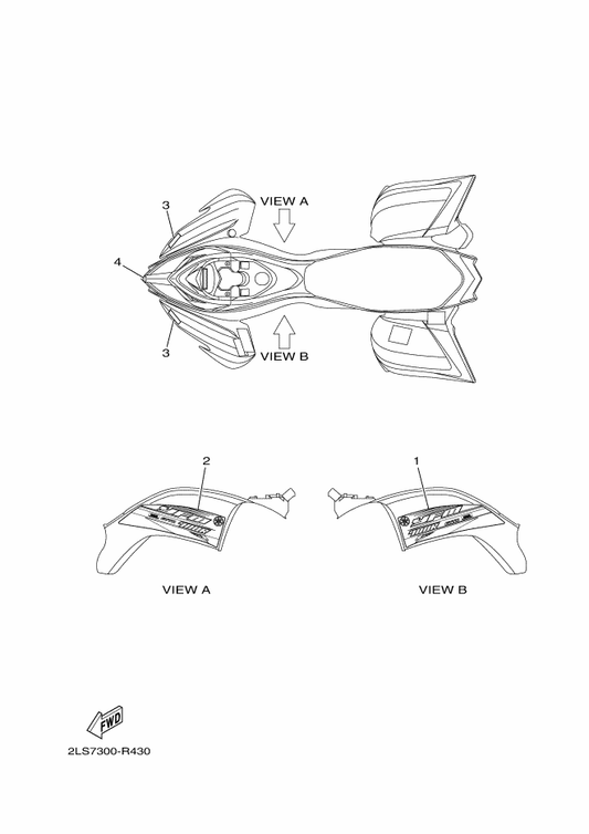 Yamaha 2LS-F1572-40 Graphic, Front Fender 2 — shown on the Graphics parts diagram