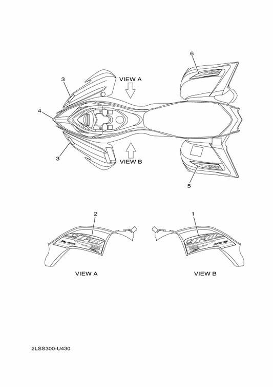 Yamaha 2LS-F1571-G0 Graphic, Front Fender 1 — shown on the Graphics parts diagram