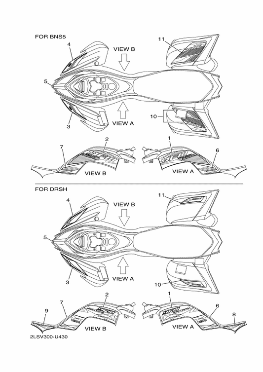 Yamaha 2LS-F15C9-00 Graphic 6 — shown on the Graphics parts diagram