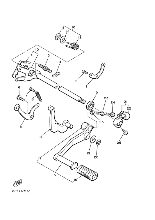 Yamaha 26H-18140-02 Stopper Lever Assy — shown on the Shift Shaft parts diagram