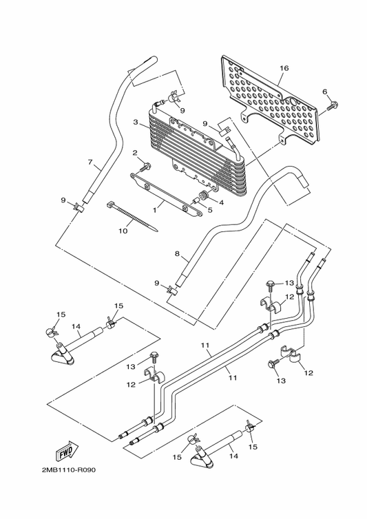 Yamaha 90462-15800 Clamp — shown on the Oil Pipe parts diagram