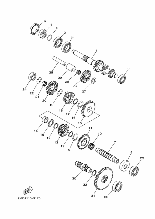 Yamaha 2MB-E7168-00 Collar 2 — shown on the Transmission parts diagram